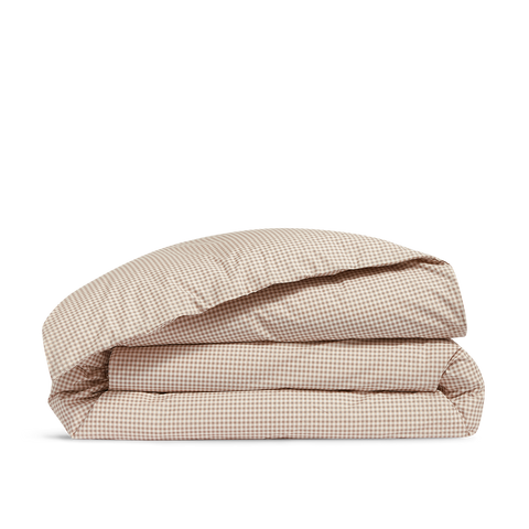 Housse de couette Percale de coton 120 fils - Mini Vichy Beige