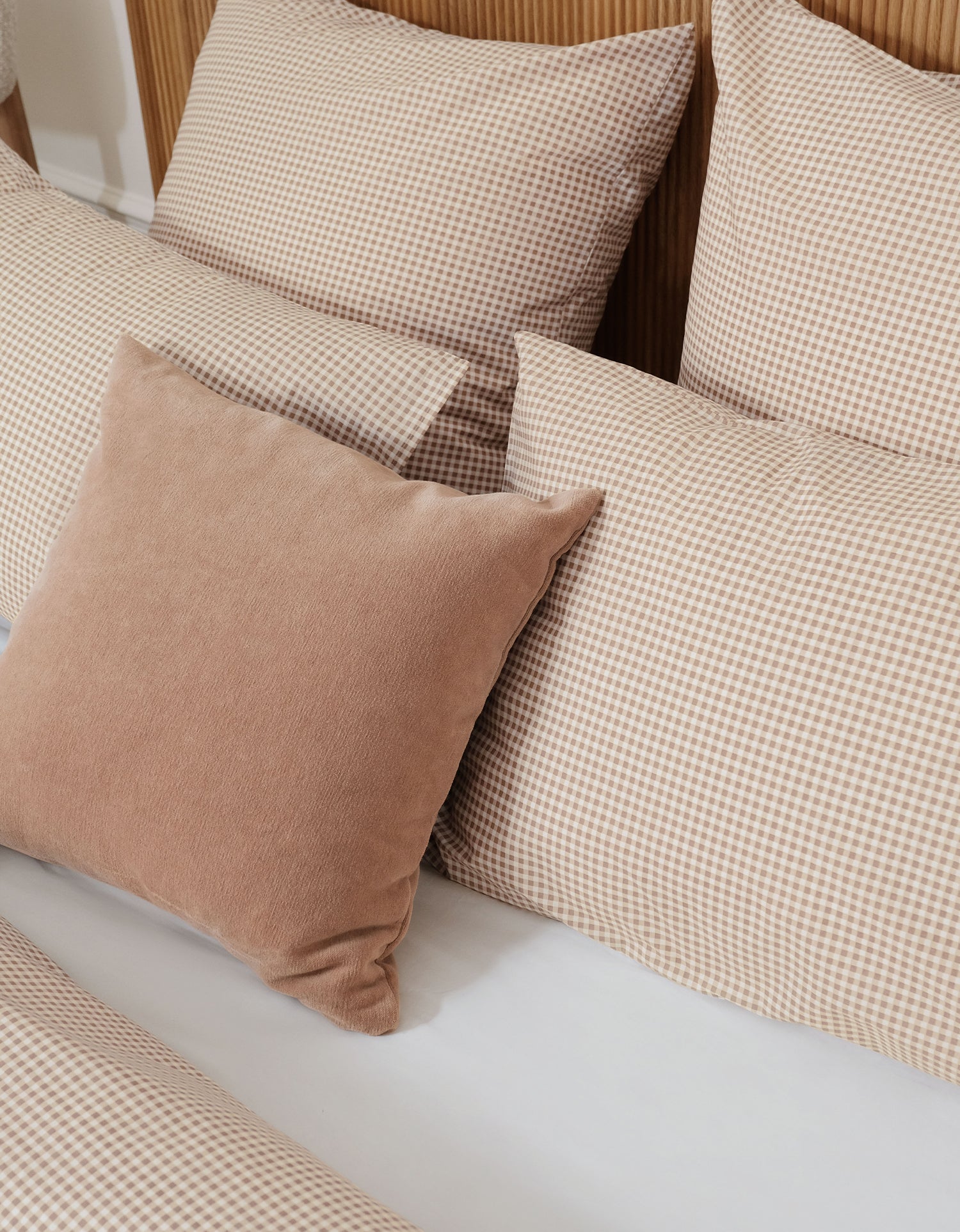 Housse de couette Percale de coton 120 fils - Mini Vichy Beige