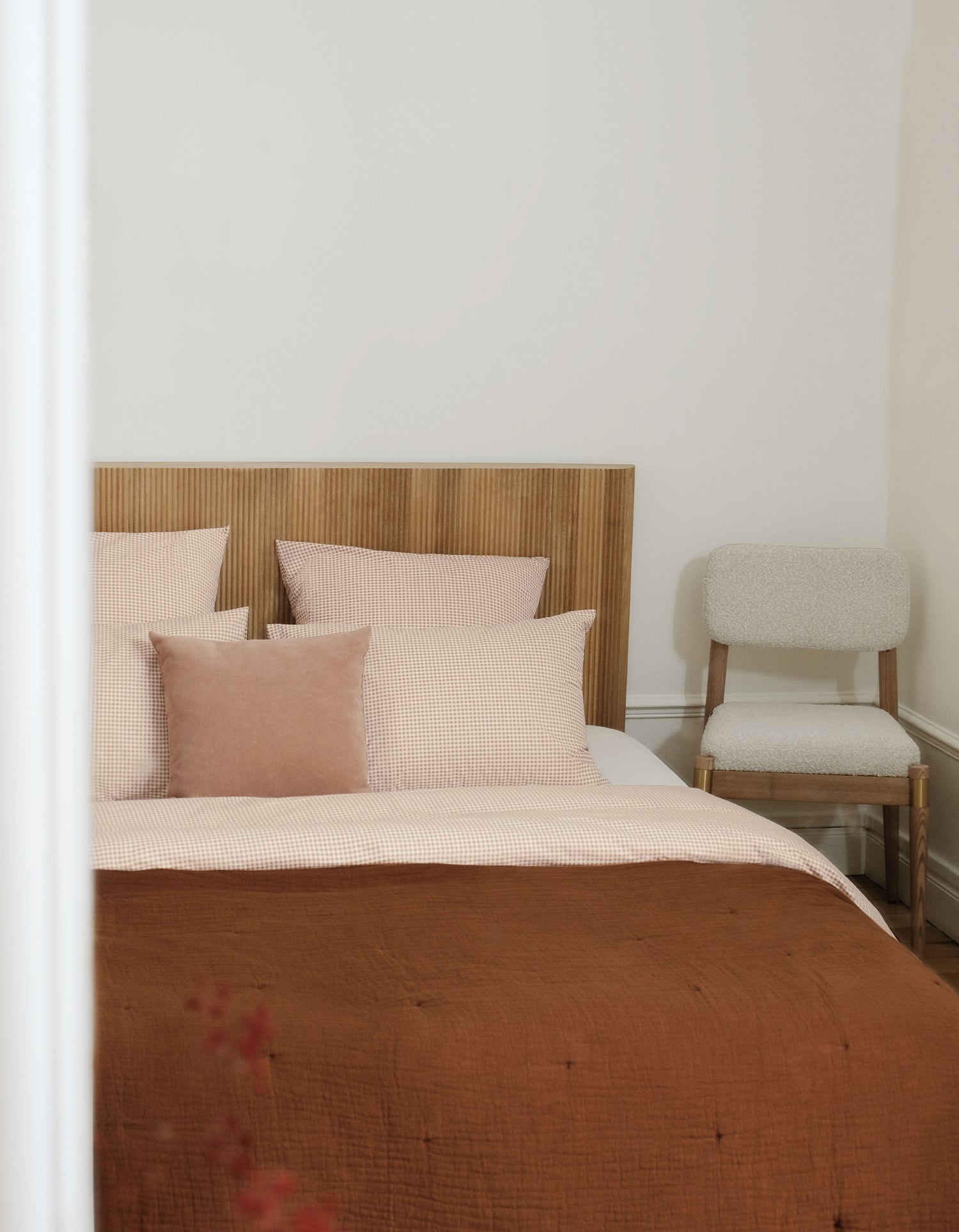 Housse de couette Percale de coton 120 fils - Mini Vichy Beige