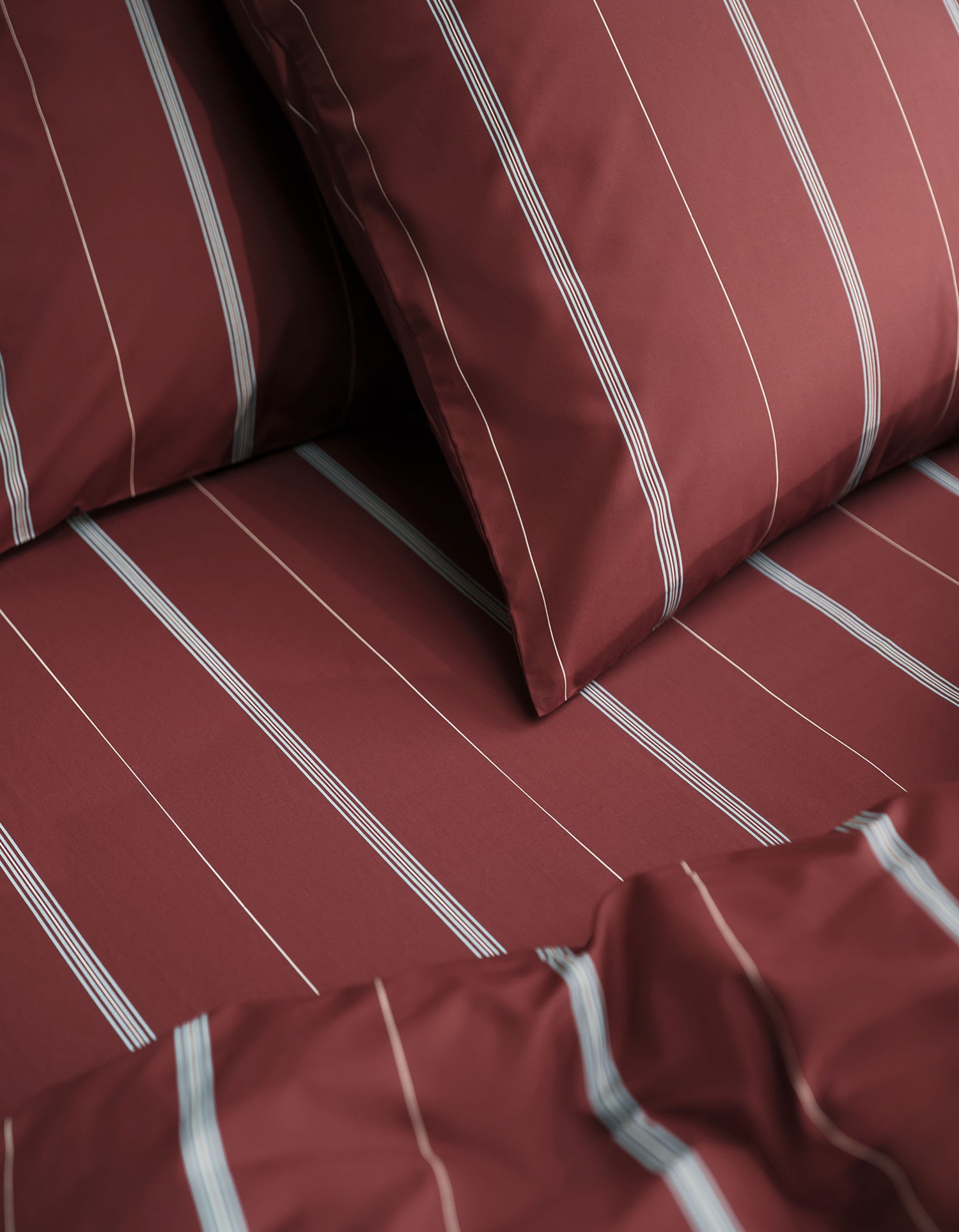 xDrap housse Percale de coton 120 fils - Bordeaux Rayé