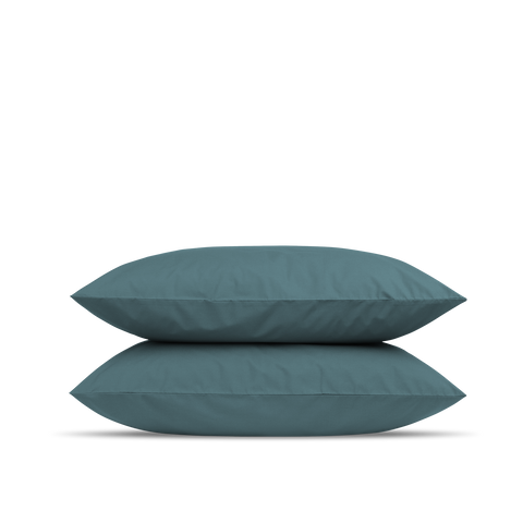 Taies d'oreiller x2 Percale de coton 120 fils - Bleu Pétrole