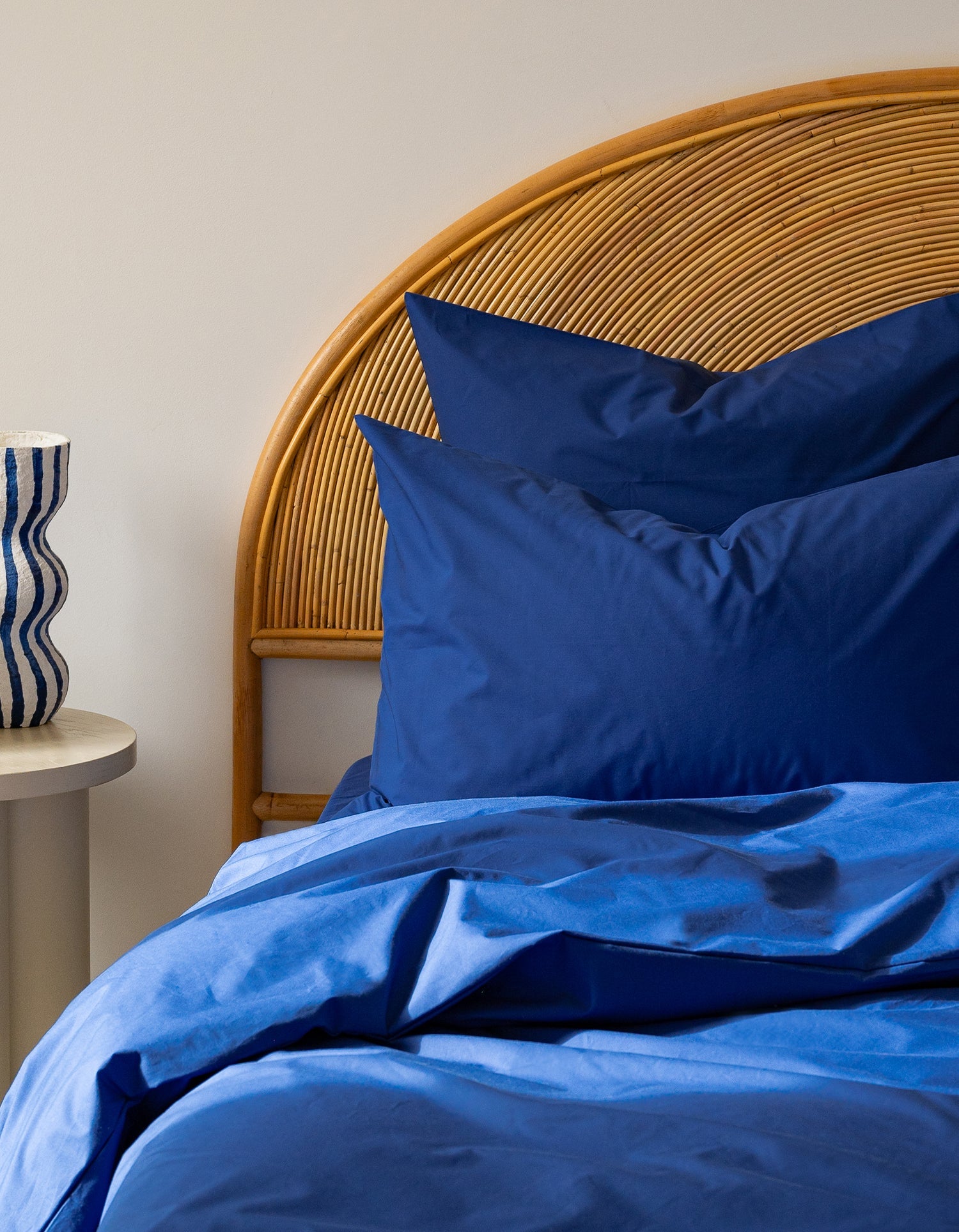 Taies d'oreiller x2 Percale de coton 120 fils - Bleu Électrique